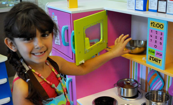 playing in the kitchen